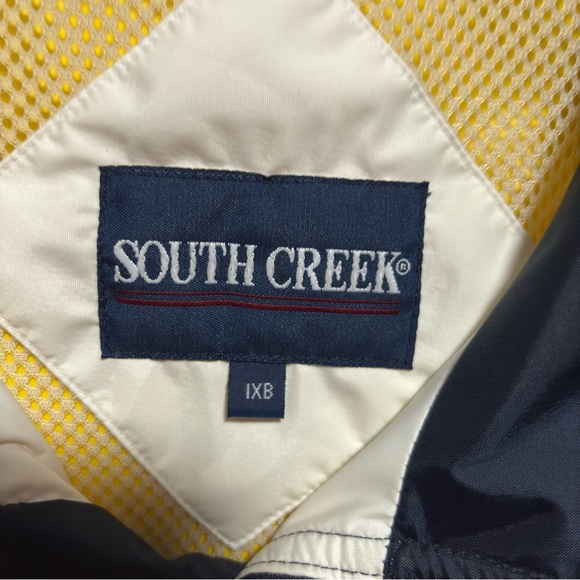 South Creek Raincoat Wind Breaker Color Block Yellow Blue White 1XB Hood NWOT - Picture 4 of 14